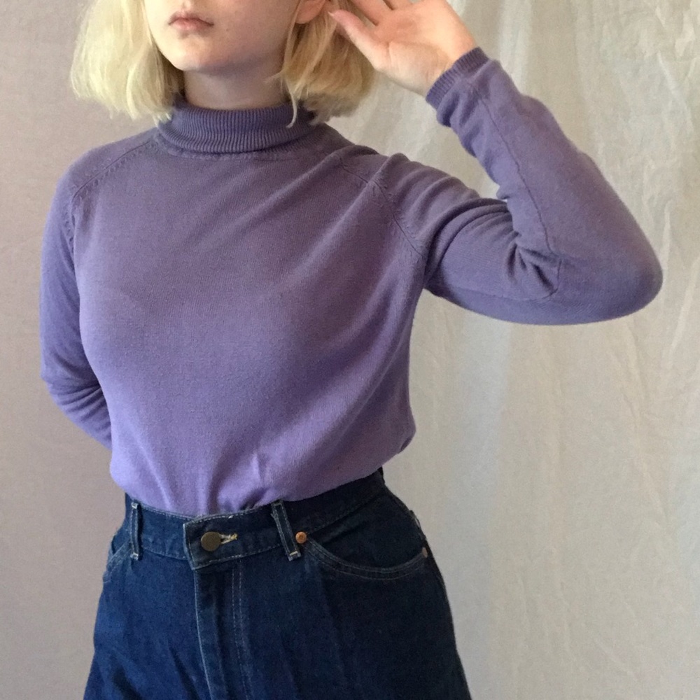 purple silk & cashmere turtleneck sweater